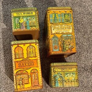 Vintage Decorative Tin Canister Set